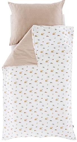 Kinder- und Jugend-Bettwäsche Kleine Farm, Größe: 135 x 200 cm + 80 x 80 cm - Bettwäsche aus feinster, weicher Baumwolle - in praktischer Turnbeutelverpackung