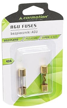 2 Stück AGU Sicherungen 40A Glasrohr Gold Überzogen Auto Power Schutz Linie Tube Audio Power