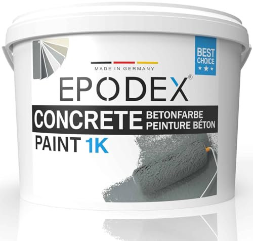 EPODEX Vernice per calcestruzzo 1K | Per Esterni su Cemento, Pareti e Pavimenti | Alta Copertura, Resistente a UV e Abrasione | Per Interni ed Esterni Senza Acqua Permanente | 1,1kg (7m² per 2 mani)
