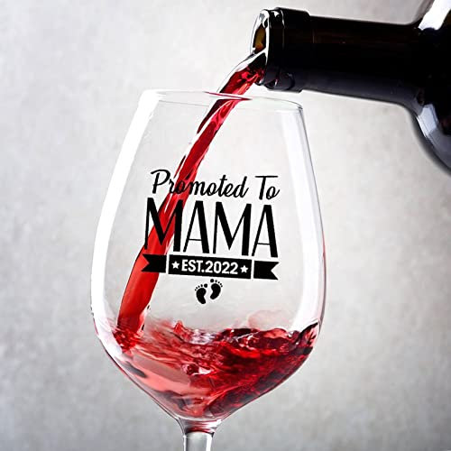 Rimego Copas de vino promocionadas a mamá, juego de 2 copas de vino personalizadas adecuadas para vino blanco y tinto, gran regalo para el día de la madre y del padre