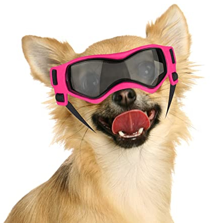 NAMSAN Lunette de Protection des Yeux pour Chien Chien Lunette de Soleil Facile à Mettre Stylée Lunettes pour Petits/Moyens Chiens Rose