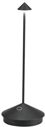 Zafferano, Pina Pro Lamp, Rechargeable Cordless Table Lamp with Touch Controls, Suitable for Indoor and Outdoor, Dimmer, 2200-3000 K, Height 11.4 Inches, Black Color