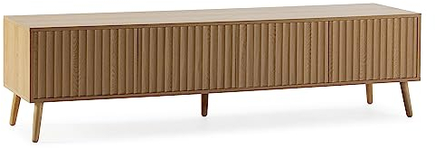 HOMN LIVING Mueble TV Lluvia 4 Puertas Color Roble, 160 cm (Ancho) 40 cm (Profundo) 45 cm (Altura)