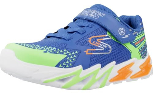 Skechers Kids Boys Flex-Glow Bolt Sneaker, Royal/Multi, 13, Little Kid