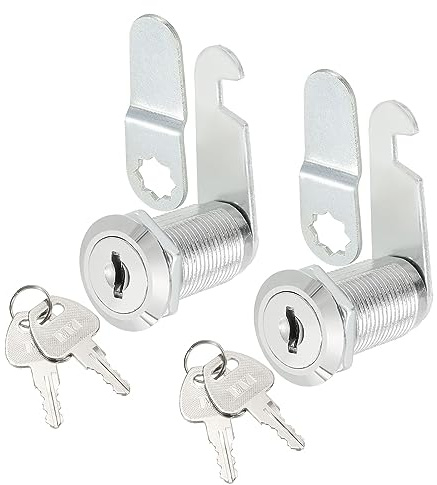 sourcing map Cabinet Drawer Cam Lock, 1-1/8 Cylinder Length Fits Up to 7/8 Thickness Panel, Keyed Different Zinc Alloy Secure File Drawer Toolbox Mailbox 2Pcs