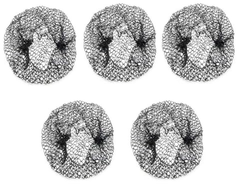 5Pcs Black Slumber Sleep in Hair Net - Thicker Elasticated Edge Stretch Mesh