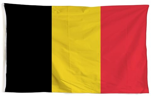 Belgien Fahne 90x150 cm Hissfahne - Premium Flagge Wetterfest & UV-Beständig mit Metallösen - Große Nationalfahne Fanartikel für EM, WM, Stadion & Garten