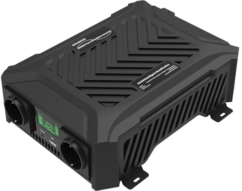 GZUNKNG Dual Voltage Wechselrichter 12V/24V auf 230V Reiner Sinus Universal Dualer Spannungswandler 1200W/2000W, Automatische intelligente Erkennung von 12V/24V, Spitzenleistung 2000W/4000W.