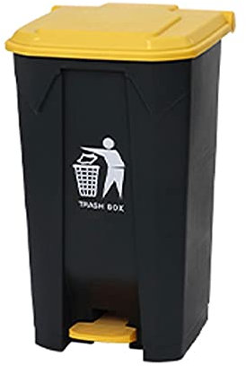 WAVEPEAK Poubelles d'intérieur Déploiement des ordures/ordures à roulettes Robustes, Une Poubelle à Pas en Plastique Peut, Noir, Disposition Mains Libres, Noir + Jaune Poubelle d'intérieur(100L)