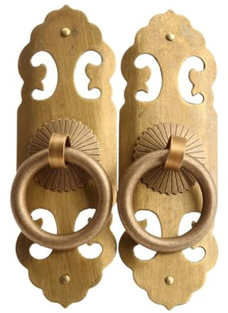 LEQUXXNR 2 Sets Antike Möbelbeschläge Messing Schrankgriff Schubladengriffe und Knöpfe Türschrank Streifen Pull Dekorative Hardware