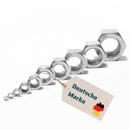 YOURKON Mutter DIN 934 V2A rostfreier Edelstahl M1,6 bis M64 Sechskantmutter (50 Stück, M1.6)