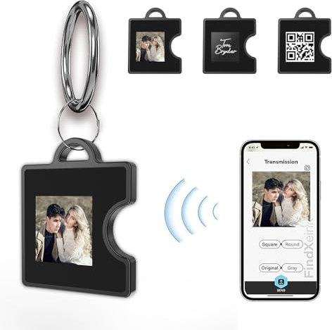 GUOMIS Schermo e-ink,Smart Tag,Air Tracker Compatibile con Apple Find My (Solo iOS),Foto fai da te, Adatto Portachiavi, bagagli,Zaini,Anziani, tracker per bambini e animali domestici, il