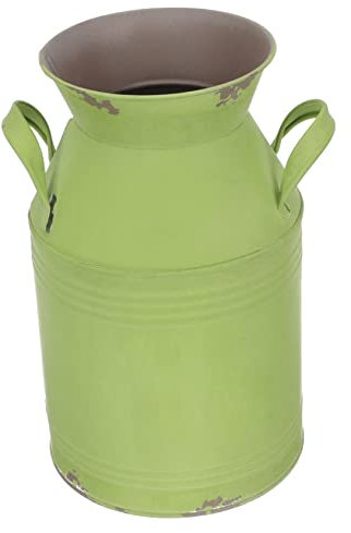 VOSAREA Vintage Iron Flower Pot Flower Arrangement Pot for Bedroom Interiors Decorative Holder in Green