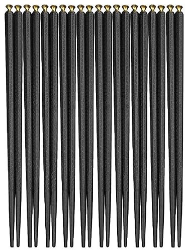 Juego de palillos coreanos, palillos chinos, palillos reutilizables, palillos deinos, palillos reutilizables, palillos de fibra de vidrio negros con caja de regalo (color: 10 pares, tamaño:)