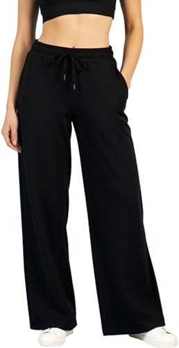 Neteson Pantaloni Sportivi Donna a Vita Alta Pantaloni da Jogging a Gamba Larga Comodi Pantaloni Palestra Larghi con Tasche e Coulisse Pantaloni Casual Elasticizzati per Jogging Fitness Running