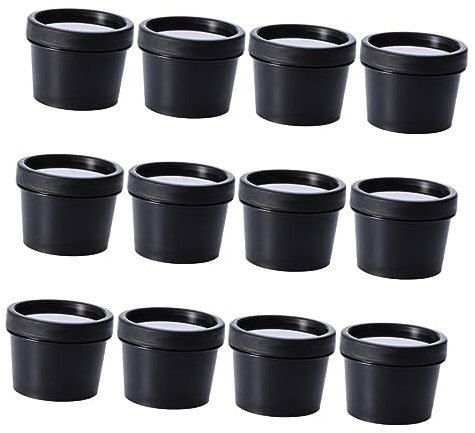 HAPINARY 12pièces Lot De Pots Cosmétiques Vides Noirs Avec Couvercle Intérieur Bocaux Rechargeables Pour Crème Visage Contour Des Yeux Et Échantillons Pour Voyage Et Rangement