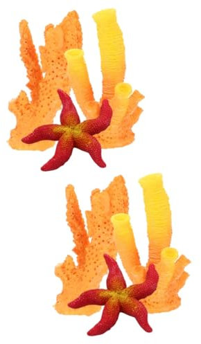 Sosoport 2sets Resin Sea-star Sculpture Perfect Aquarium Supply Desktop Aquarium Decoration 3pcs*2