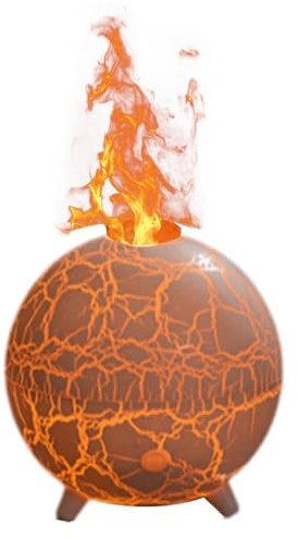 Gosera Ultrasonic Planet Air Humidifier Volcano Humidifier Flame Diffuser 200ML USB 7 Colors Flame Aromatherapy Diffuser Colorful Crack Flame B