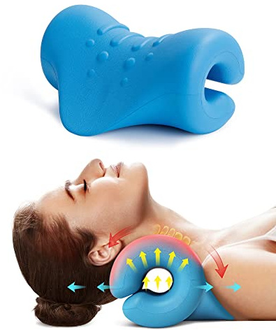 BLABOK Nacken-und Schulter-Relaxer,tragbares zervikales Traktionsgerät,Nackendehner,Nackenhaltungskorrektur,Chiropraktik-Kissen zur Linderung von Kiefergelenksschmerzen, Haltungskorrektur