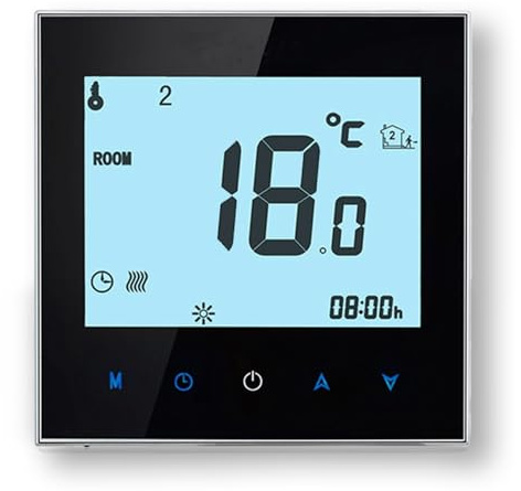 MelkiSmart Wi-Fi Termostato - Serie 1000 Termostato con Pantalla Táctil Programable para Calefacción o Aire Acondicionado - Control Remoto Desde Teléfono Móvil Compatible con Alexa,Google Home,Apple