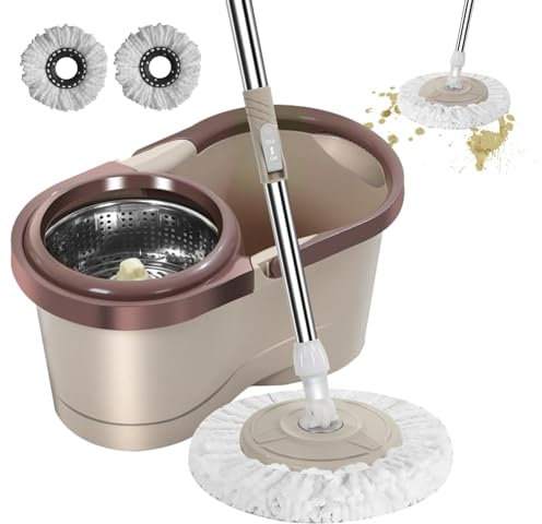 Mopa giratoria de 360° para piso, 1 unidad de fregona giratoria automática con cubo, escurridor que ahorra trabajo, cabezales de algodón de 1/2/3 para una limpieza sin esfuerzo en la sala de estar