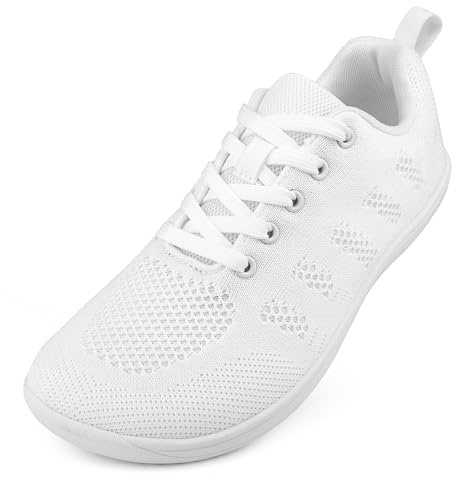 MINBEI Wide Barefoot Shoes Womens Minimalist Walking Shoes Trainers Outdoor Zero Drop Casual Lightweight Trail Running Ladies Sneakers White 40