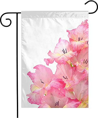 Drapeaux De Jardin Bouquet De Fleurs De Glaïeul Rose, Sépales Isolés Sur Le Transport, Périanthe, Pétales De Lys Lavable Bannière, Pour Jardin, D'Intérieur, 30x45cm