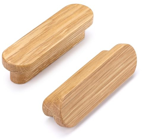 SYZOW 6 Stück Schrankgriffe Holz，Holzgriffe für Schränke, Lochabstand 96 mm, für Küchenmöbel Schubladen und Holzgriffe Kommode (Eichenholz)