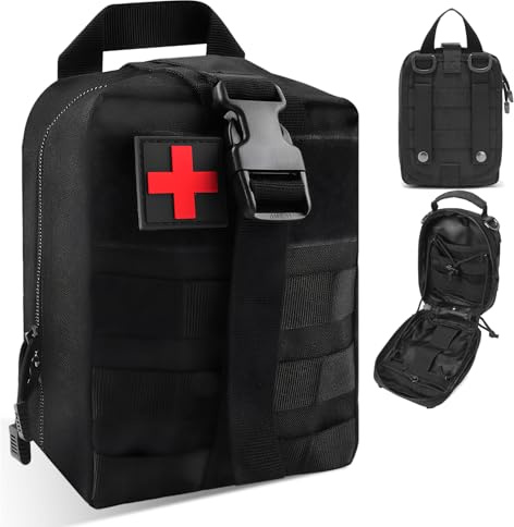 Srup Botiquín de Primeros Auxilios, Bolsa Portátil para Medicinas, Mini Kit Primeros Auxilios, Botiquin Vacio para Oficina en Casa Deporte Senderismo Viaje Camping (Negro)