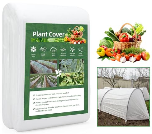YORFULL Telo Copertura Piante Inverno, 2 * 5 M Tessuto Non Tessuto per Piante, Protezione Invernale per Piante da Esterno, Resistente al Gelo, Antiparassitario, Traspirante