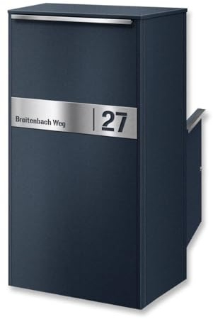 Metzler Boîte à colis avec extraction arrière, grande boîte aux lettres extérieure à l'arrière XXL, boîte à colis personnalisée en RAL7016 gris anthracite avec gravure de nom, inoxydable et massive