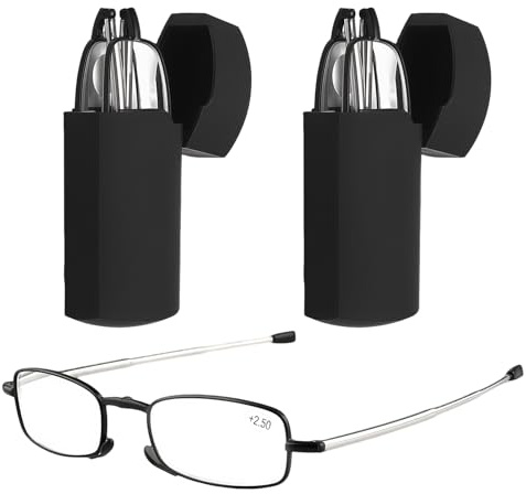 GAZIL 2 Paires de Lunettes de Lecture Pliables +2.5, Bloqueur de Lumière Bleue avec Étui Flip et Chiffon de Nettoyage, Lunettes Loupe Compactes et Légères pour Hommes et Femmes (Noir)