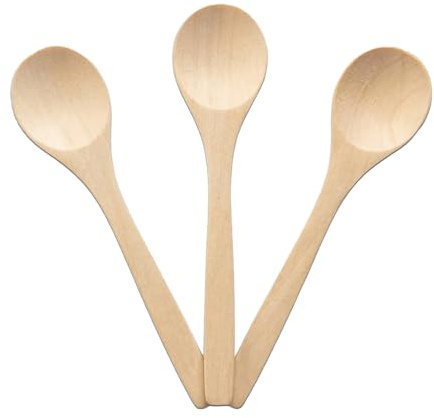 3 Stück Holzlöffel klein, Kochlöffel Holz für Kinder 13x3cm, Natur Wooden Spoon Umweltfreundliches Holz Besteck für Suppe, Kaffee, Honig, Restaurant