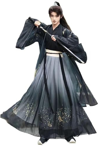 Hanfu Herr Dam (S-2XL), Kinesisk Traditionell Antik Cosplay Dräkt, Bekväm + Byggd För Att Hålla, För Vår, Sommar, Höst,XL,Black