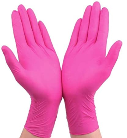 Disposable Gloves Latex Cleaning Food Gloves Household Garden Cleaning Home Rubber, Rose Red, S, 50pcs