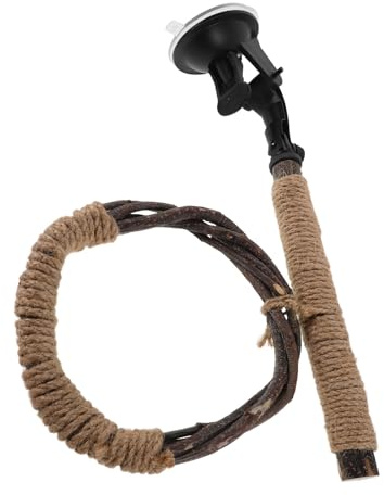 GALPADA Soporte de Madera Ventosa y Cuerda de Cáñamo para Pájaros, Columpio para Periquitos y Aves Pequeñas en Jaula