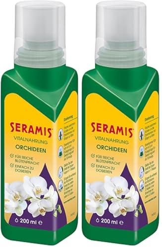 Seramis Vitalnahrung für Orchideen, 200 ml – Düngemittel für optimales Wachstum von Orchideen, Flüssigdünger mit praktischer Dosierhilfe 4,5x4,5x17,6 cm (Packung mit 2)