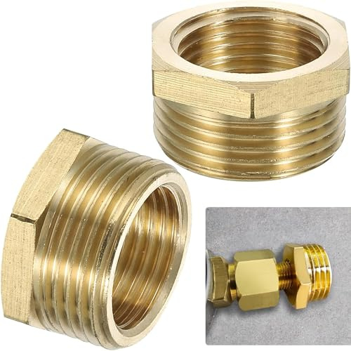 ZIOYANE 2 reductores de latón, accesorio de tubería de rosca macho con cabeza hexagonal para bombas de agua y tuberías (1 pulgada a 3/4 pulgadas)