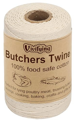 Vivifying Butchers Twine, 656 Feet 3Ply Food Safe Cotton Bakers Twine String for Tying Meat, Making Sausage, Trussing Turkey, Roasting, Cooking and Packing(Beige)