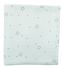 Domiva 1300535 Maxi-Wickeltuch, Bambus, Sterne, Grau, Weiß, 120 x 120 cm