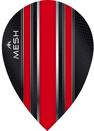 Mission Darts Mesh Dart Flights | 100 Micron UV Finish | Pear Shape, Red, 1 Set of 3 Flights (#_1xF2006)