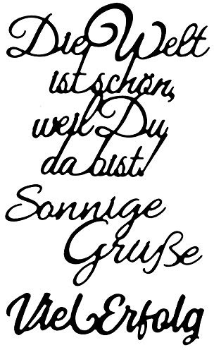 Ideen mit Herz 3 Stanzschablonen aus Stahl | Schriften | Grüße | Passend für gängige Stanzmaschinen