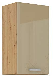 Hängeschrank 40 Eiche Artisan Cappuccino Hochglanz Küchenzeile Küchenblock Küche