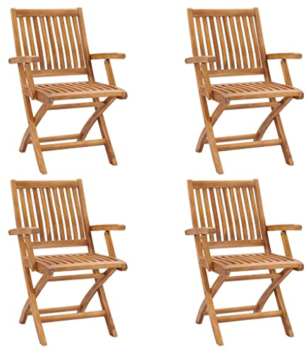 vidaXL Hopfällbara trädgårdsstolar 4 st massiv teak
