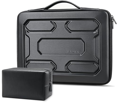 DOMISO Laptop Hard Case 17-17.3 inch Waterproof Shockproof Hard Shell Laptop Sleeve with Handle & Storage Pocket, Compatible with MacBook, HP, Dell, Black