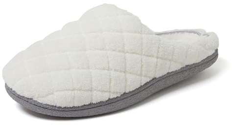 Dearfoams Women's Leslie Washable Memory Foam Terry Clog with Wide Widths Slipper, Muslin, 9-10