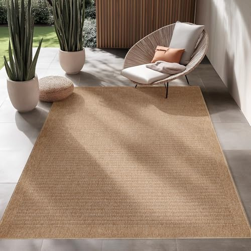 SIMPEX Tapis Outdoor 120x170 cm, Tapis résistant pour Balcon et terrasse, Structure Plate Style Jute, adapté à l'intérieur et l'extérieur
