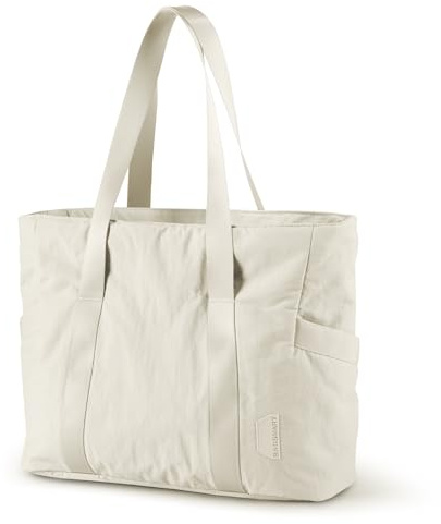 bagsmart Sac Fourre Tout pour Tapis de Yoga,Grand Sac a Main Femme,Sac Cabas Femme pour Shopping,Gym,Sport,Voyage Beige, Taille M