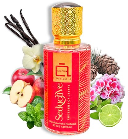 ARABIAN PERFUMES & OILS Seductive Non-Alcoholic Perfumes for Men & Women 1.69 Fl Oz. | Warm Sweet Spicy Intense Fragrance | Long Lasting Travel Size Perfumes