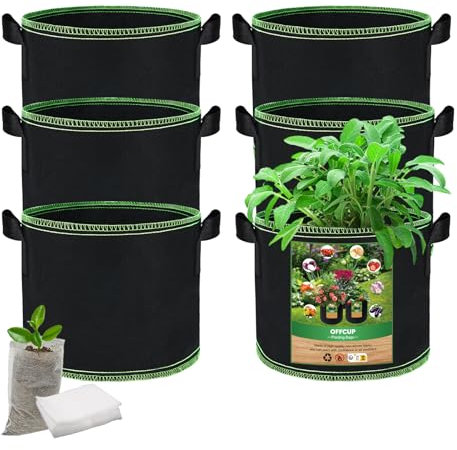 Sac de Plantation Non Tissé 11L (3 Gallons) - Lot de 6 Pots avec 100 Sac de Semis, Géotextile Respirant pour Plantes, Légumes et Fleurs